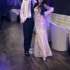 Champagne prom or formal dress half of original price transport corset size 4